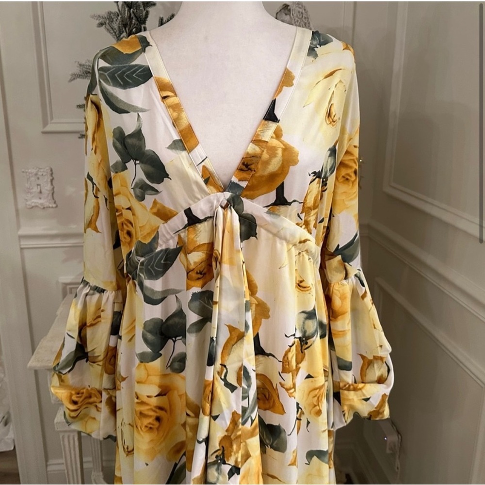 NWT Junk Gypsy QMP Floral Boho Tie Waist Maxi Dress - Picture 2 of 10